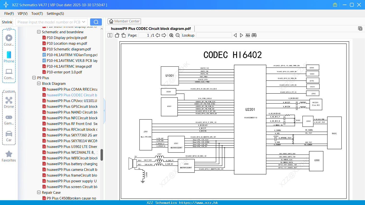 HuaweiP9 Plus CODEC Circuit Block Diagram